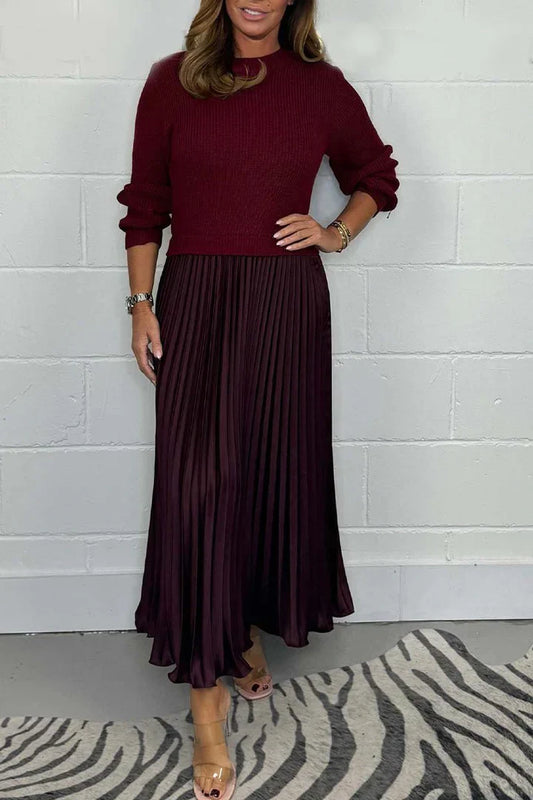 Prisca | Women's 2-in-1 Knit Dress with Long Pleated Skirt