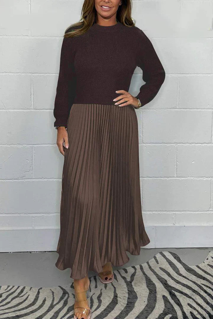 Prisca | Women's 2-in-1 Knit Dress with Long Pleated Skirt