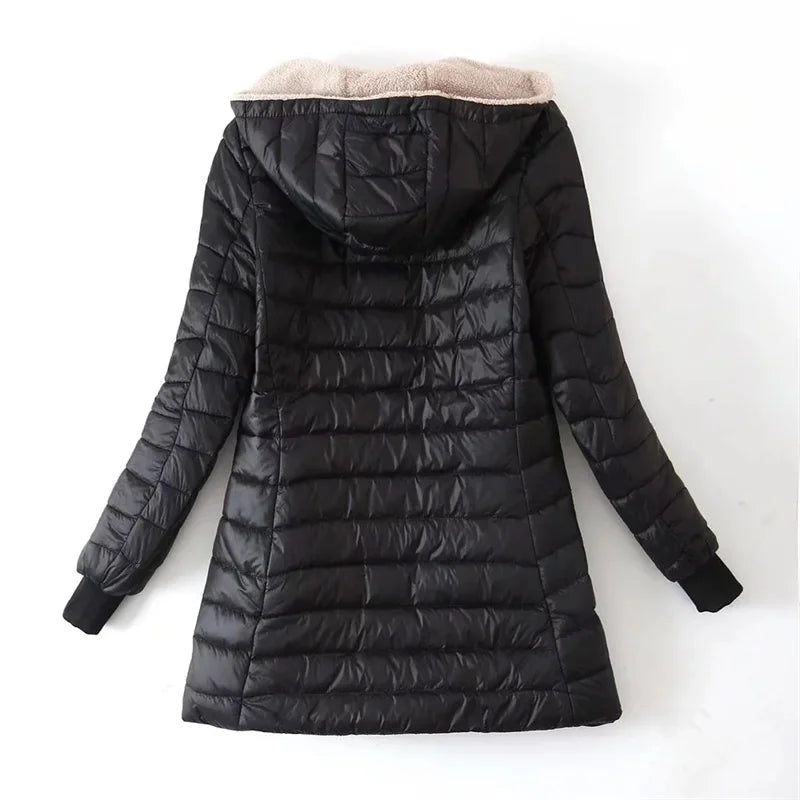 Emilia | Women’s Padded Fleece-Lined Hooded Jacket – Stylish and Warm Outerwear