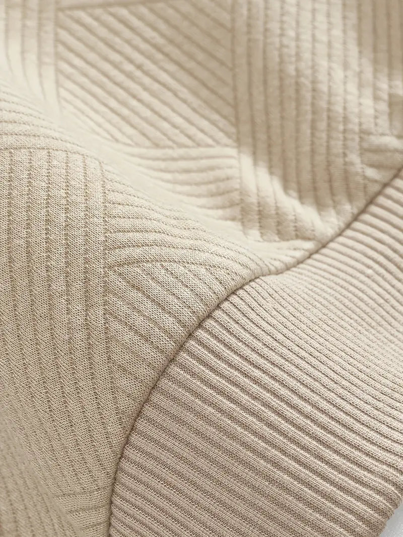 Heiko | Men's Textured Fabric Zipped Neckline Turn Down Collar Casual Sweater