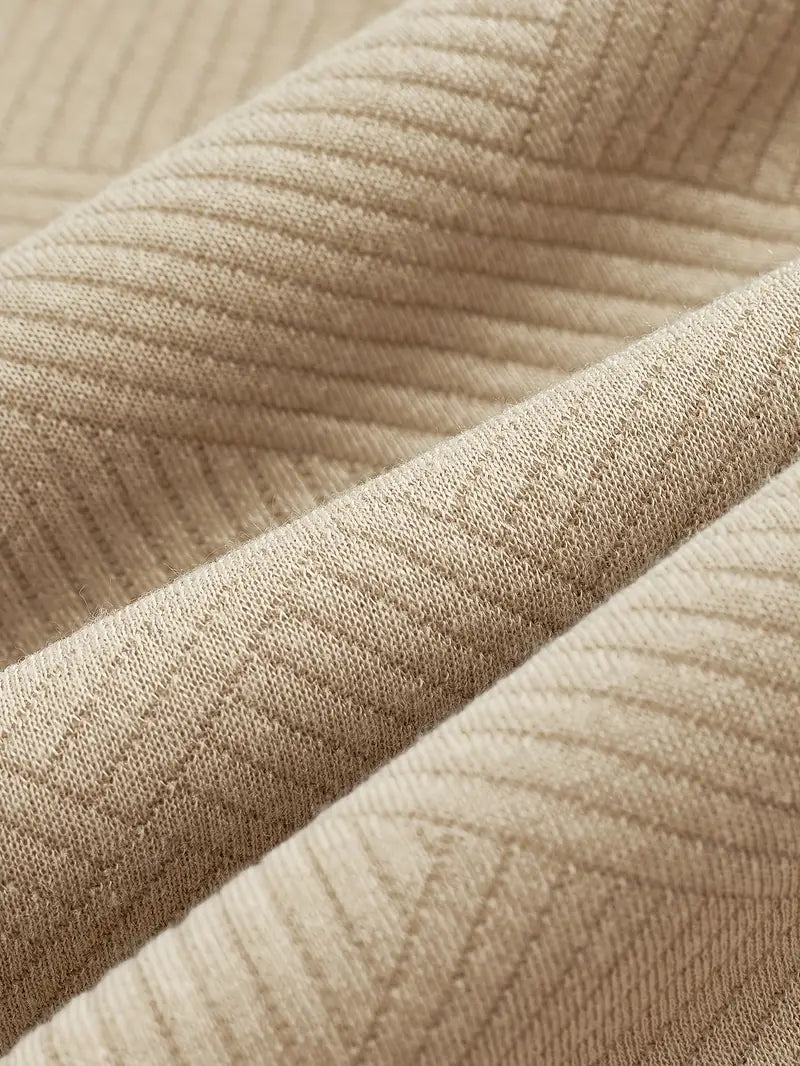 Heiko | Men's Textured Fabric Zipped Neckline Turn Down Collar Casual Sweater