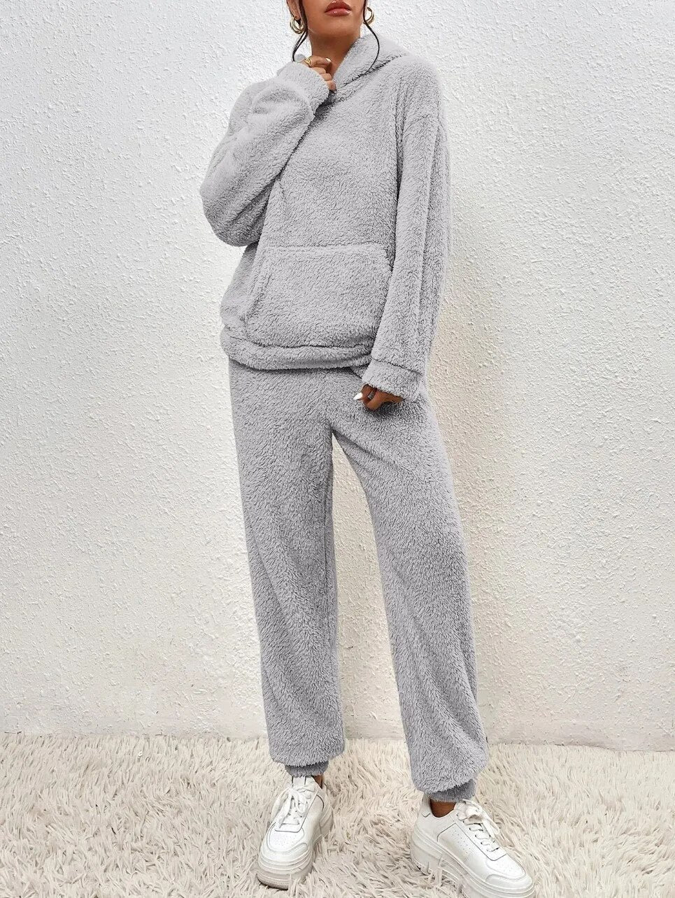 Suzanne | Women’s Teddy Lounge Set, Two-Piece Hoodie & Jogging Bottoms Cosy Warm Suit