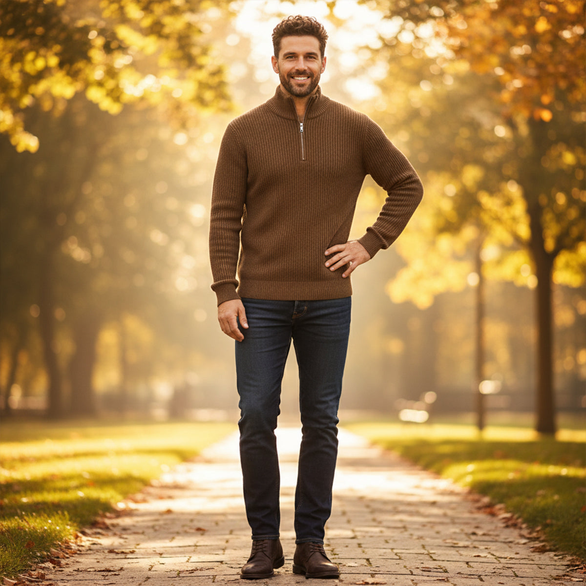 The Edinburgh Men’s Quarter Zip Ribbed Knit Casual Jumper