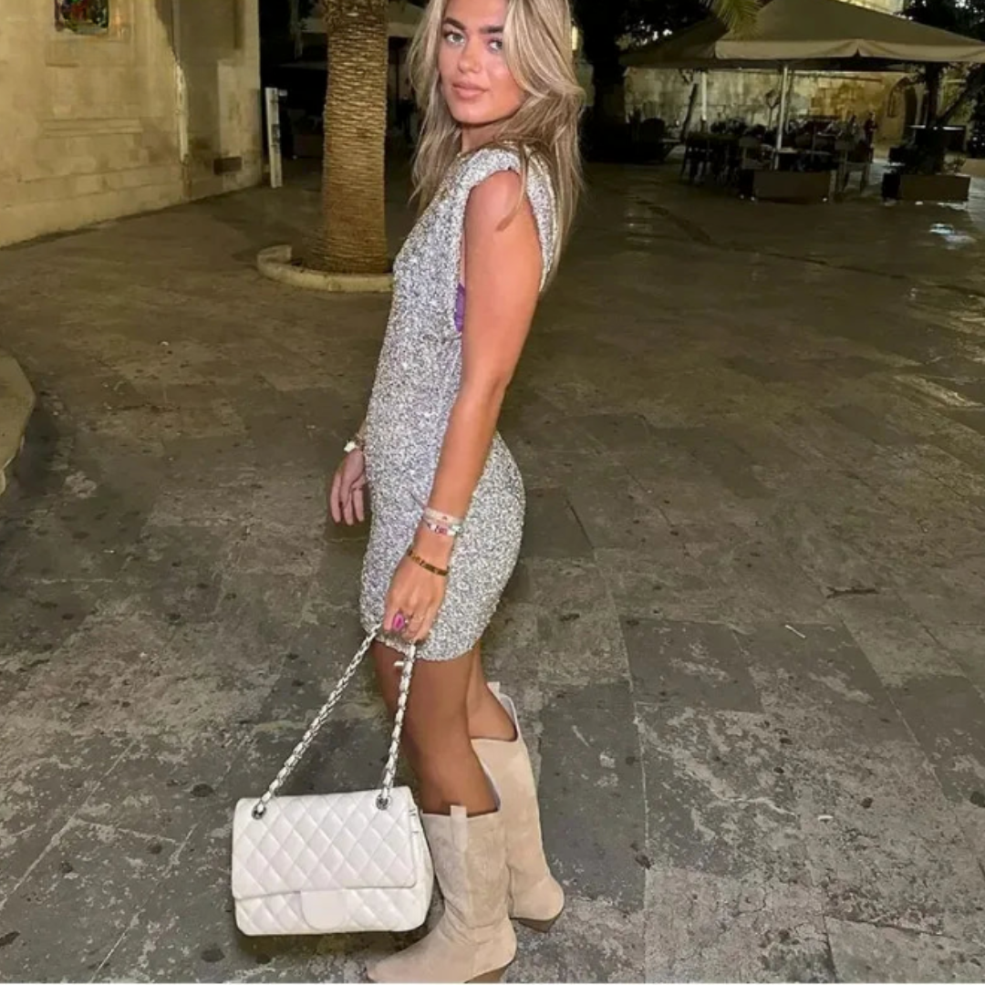 Minerva | Women's Sleeveless Sparkly Sequin Mini Dress – Perfect Party Wear