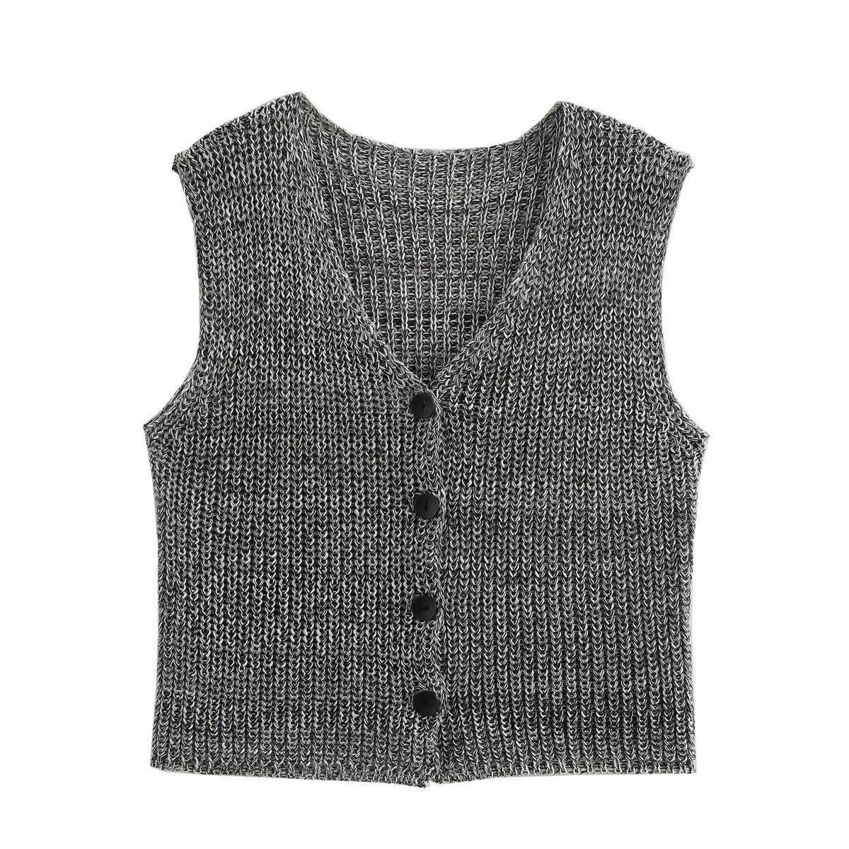 Celandria | Women’s V‑Neck Knitted Vest – Button‑Front Sleeveless Layer