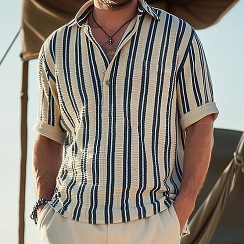 Benedric | Striped Lapel Polo – Short‑Sleeve Summer Classic