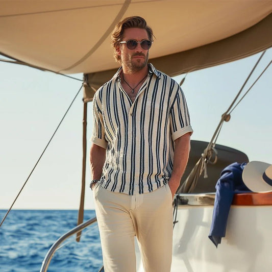 Benedric | Striped Lapel Polo – Short‑Sleeve Summer Classic