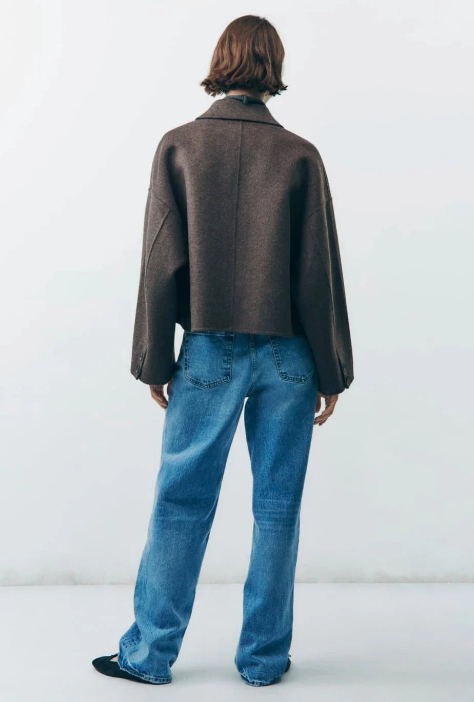 Jennifer | Women’s Oversized Brown Transitional Jacket with Lapel Collar & Buttons