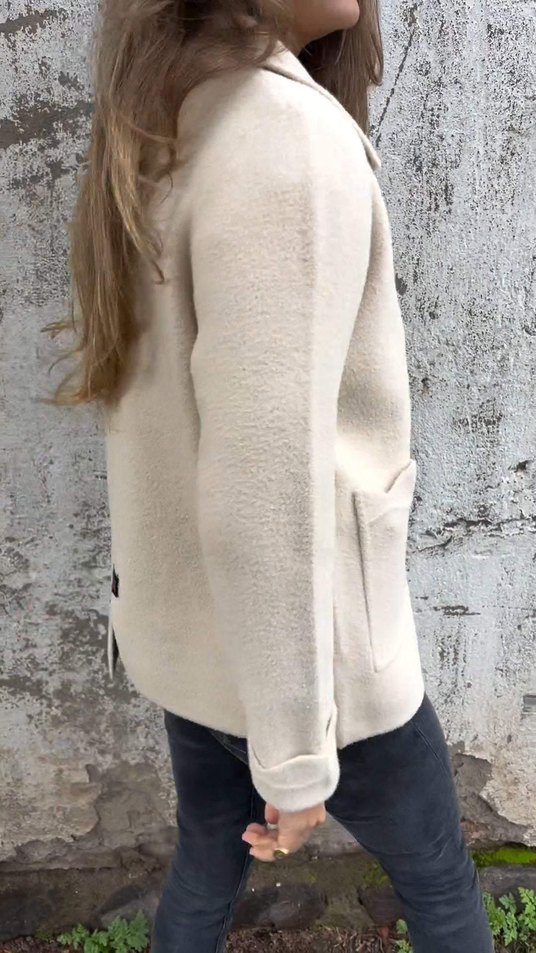 Eadwynn | Women’s Elegant Thick Cardigan with Lapel Collar and Side Pockets