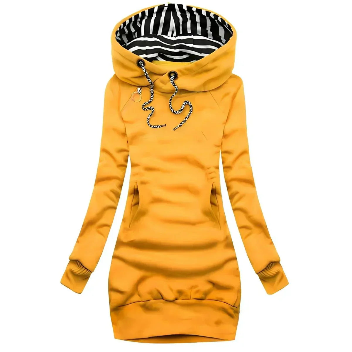 Zofia | Women's Slim Fit Hoodie Dress with Drawstring Hood and Side Pockets