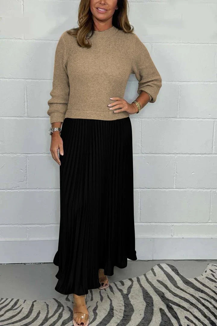 Prisca | Women's 2-in-1 Knit Dress with Long Pleated Skirt
