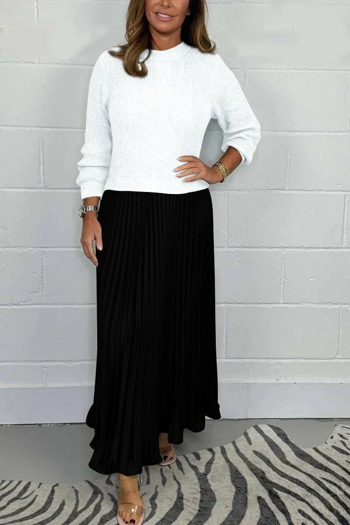 Prisca | Women's 2-in-1 Knit Dress with Long Pleated Skirt