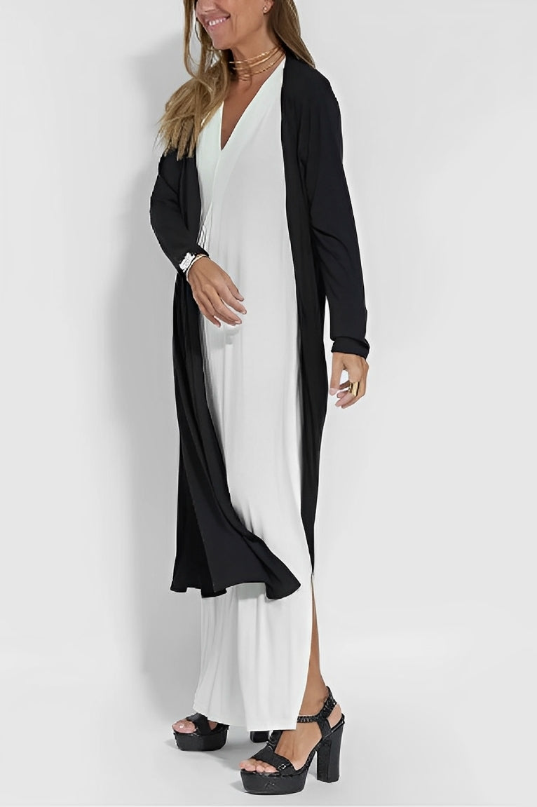 Penthia | Women’s Sleeveless V-Neck Maxi Dress in Linen – Slim Fit with Leg Slit for Summer Elegance