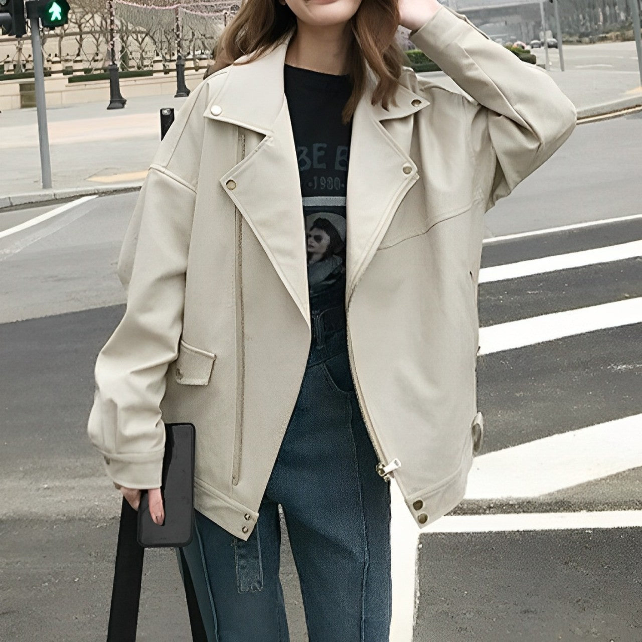 Clara | Women's Zip-Up Casual PU Leather Jacket