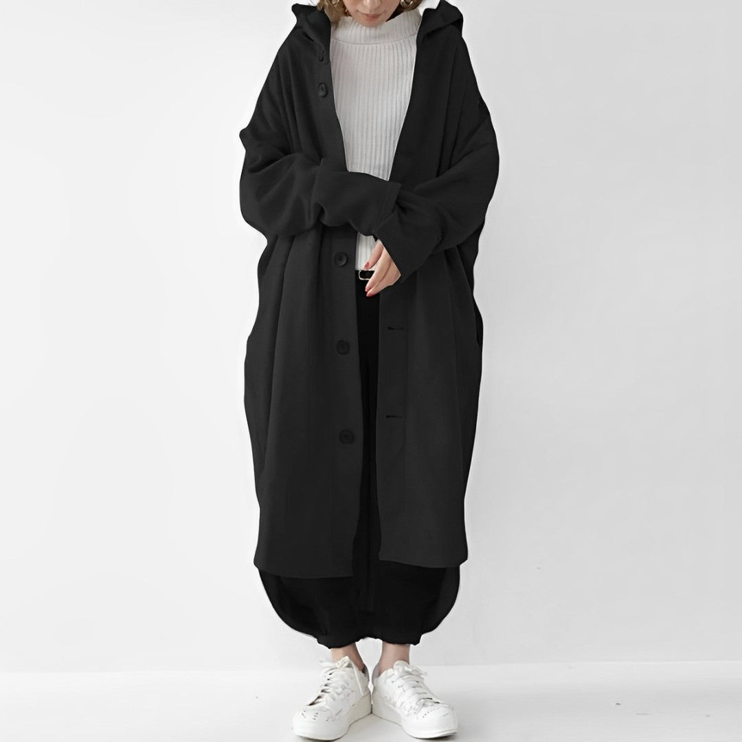 Nina | Relaxed-Fit Long Trench Coat with Hood
