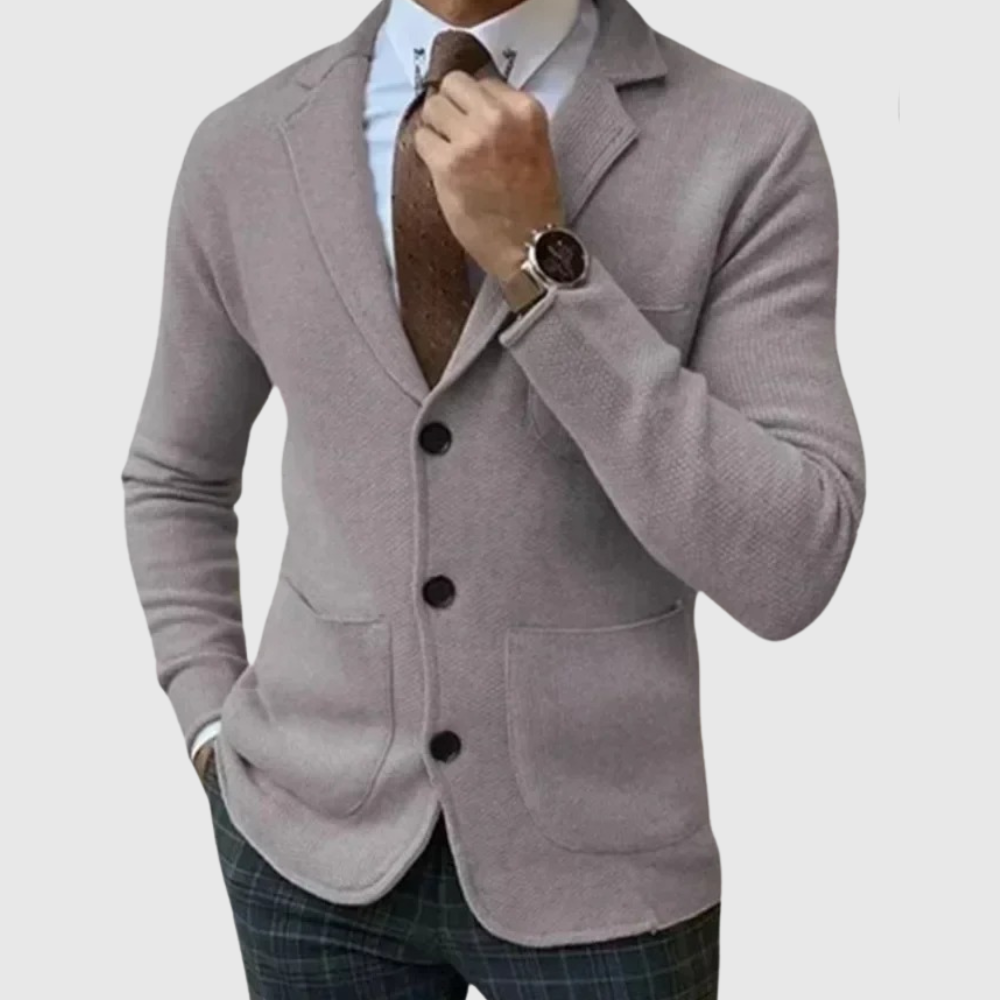 Ivano | Men's Slim Fit Cardigan with Reversed Collar and Button Details