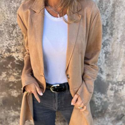 Eadgifu | Women’s Classic Mid-Length Coat with Lapel Collar and Buttoned Front