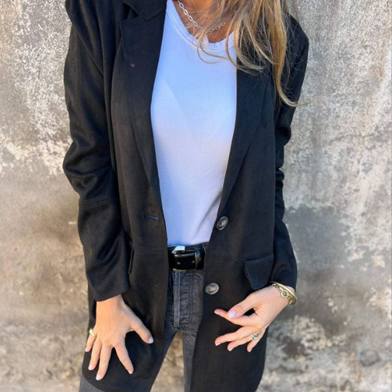 Eadgifu | Women’s Classic Mid-Length Coat with Lapel Collar and Buttoned Front