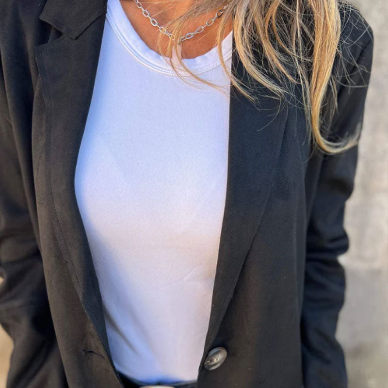 Eadgifu | Women’s Classic Mid-Length Coat with Lapel Collar and Buttoned Front