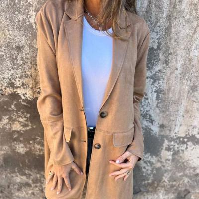 Eadgifu | Women’s Classic Mid-Length Coat with Lapel Collar and Buttoned Front