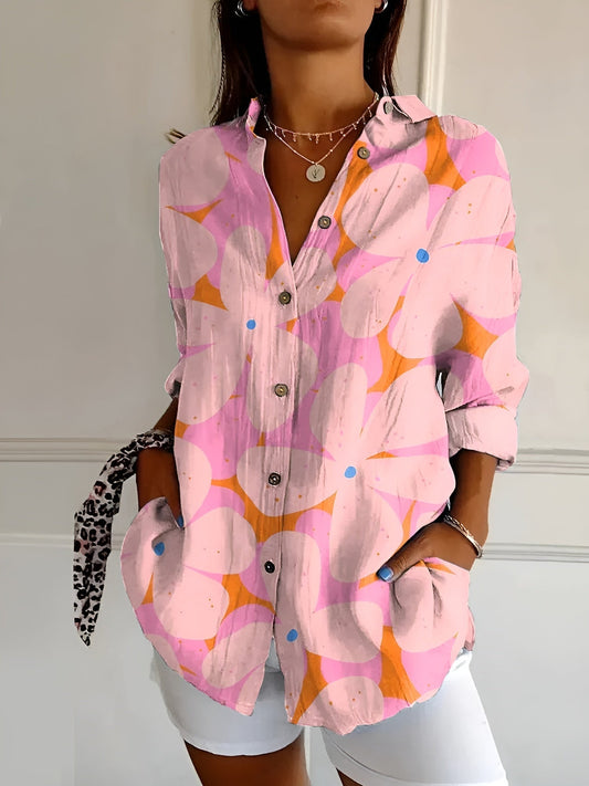 Harriet | Women's Buttoned Floral Detail Casual Blouse – Elegant & Light