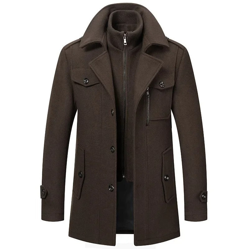 Jannis | Men’s Double-Collar Wool Trench Coat – British Style Long Winter Coat