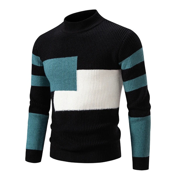 Grant | Men's Colour-Block Knit Jumper with High Collar