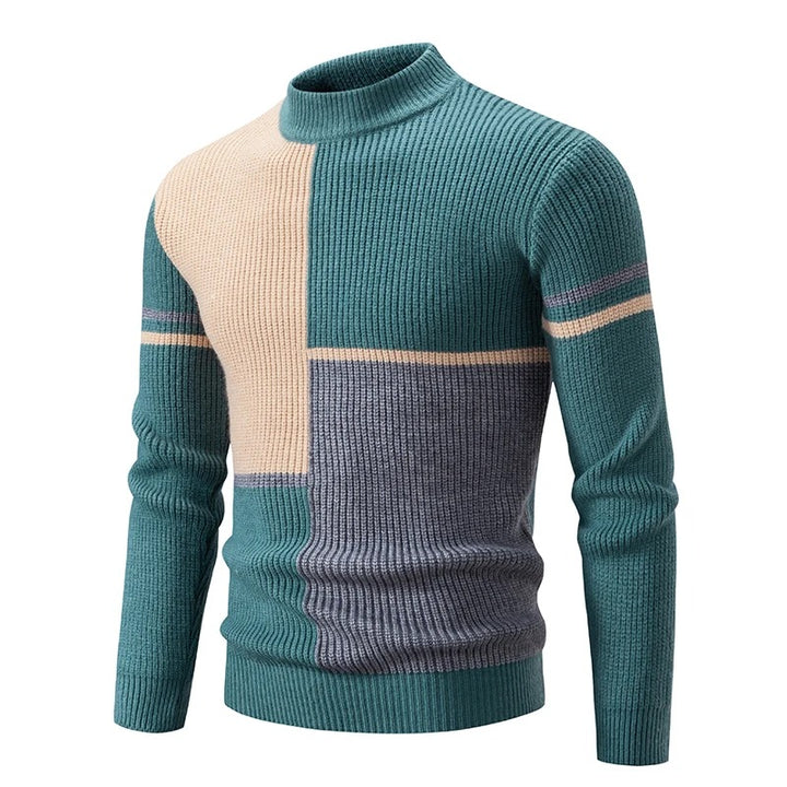 Grant | Men's Colour-Block Knit Jumper with High Collar