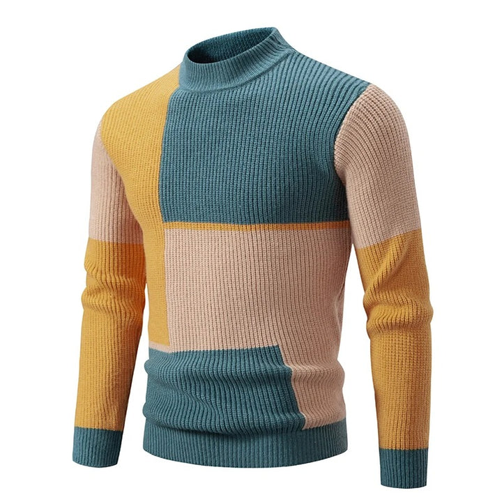 Grant | Men's Colour-Block Knit Jumper with High Collar