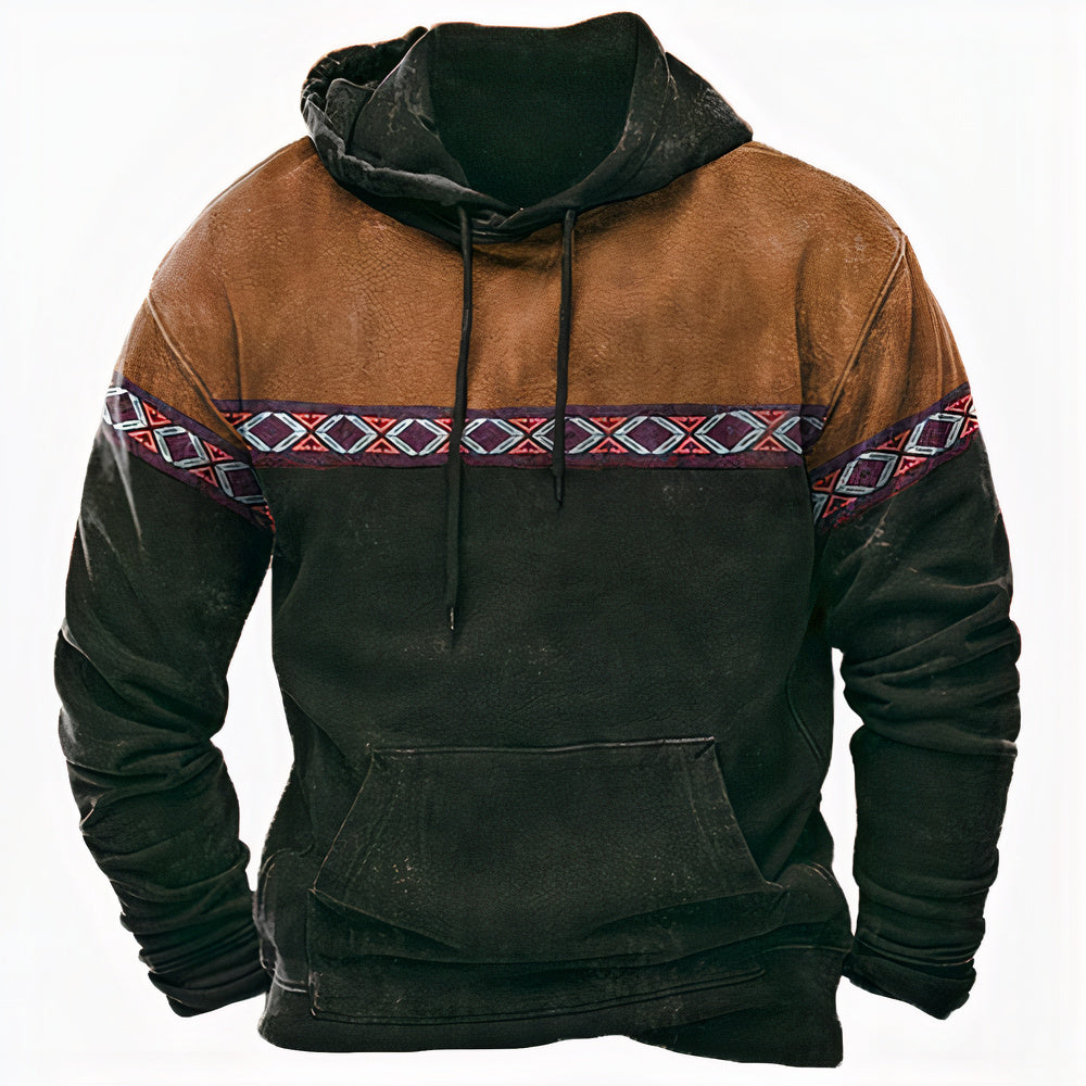 Alan | Men’s Vintage Hoodie with Ethnic Pattern Detailing