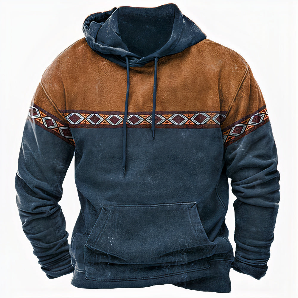Alan | Men’s Vintage Hoodie with Ethnic Pattern Detailing