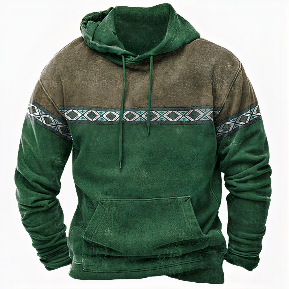 Alan | Men’s Vintage Hoodie with Ethnic Pattern Detailing