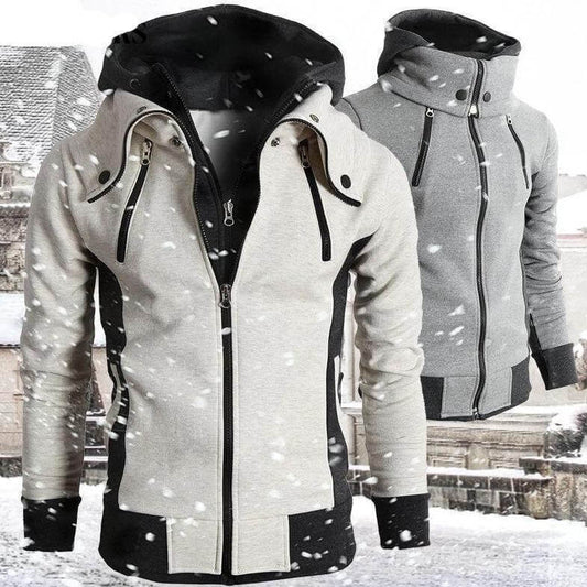 Echo | Men's Two-Tone Hoodie Jacket with Stand-Up Collar and Four Zipper Pockets – Stylish, Comfortable, and Practical