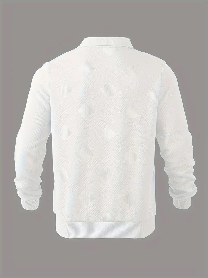 Heiko | Men's Textured Fabric Zipped Neckline Turn Down Collar Casual Sweater