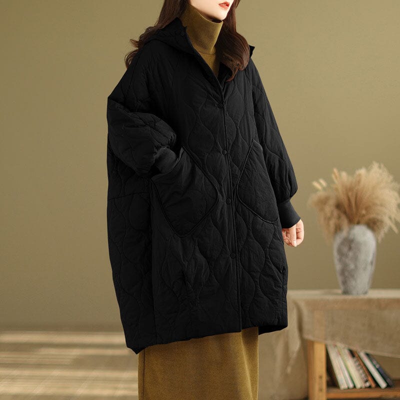 Riona | Women's Oversized Quilted Down Coat with Wave Stitching and Large Pockets